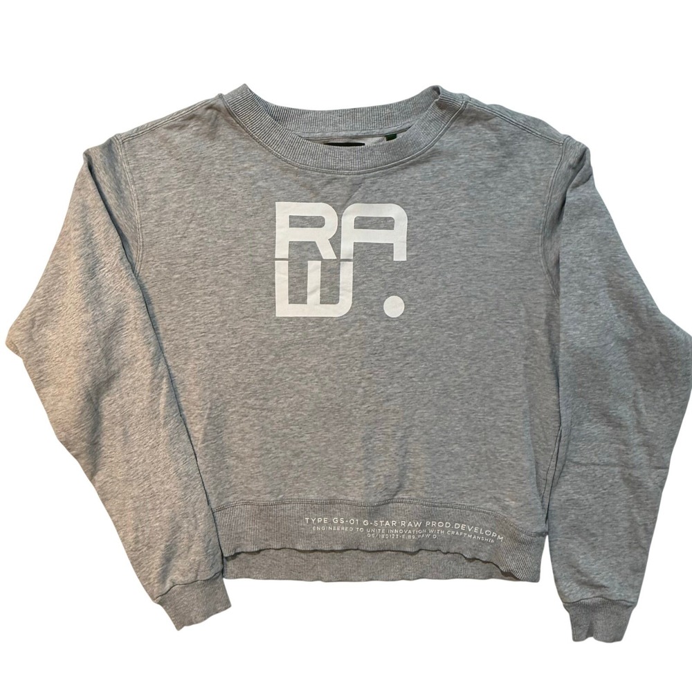 G-Star RAW Graphic Crew Sweat Heather Gray Sweatshirt Womens Size M W49